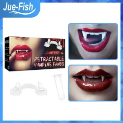 Jue Fish Halloween Cosplay Retractable Vampire Teeth Dentures Zombie Teeth