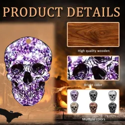 Jue Fish Halloween Skull Wooden Pendant Decoration