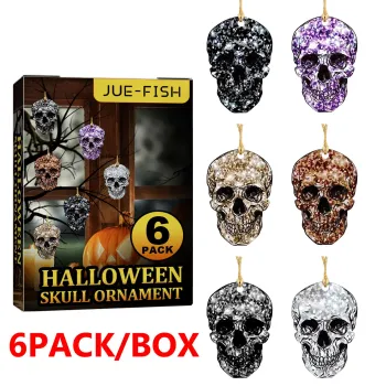 Jue Fish Halloween Skull Wooden Pendant Decoration